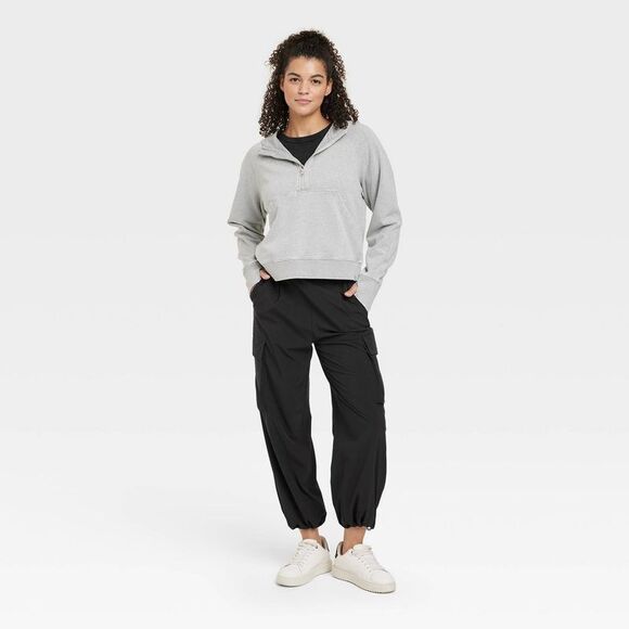 JoyLab -  Women's Cinch Hem Woven Cargo Pants High Ri Black - Picture 3 of 3